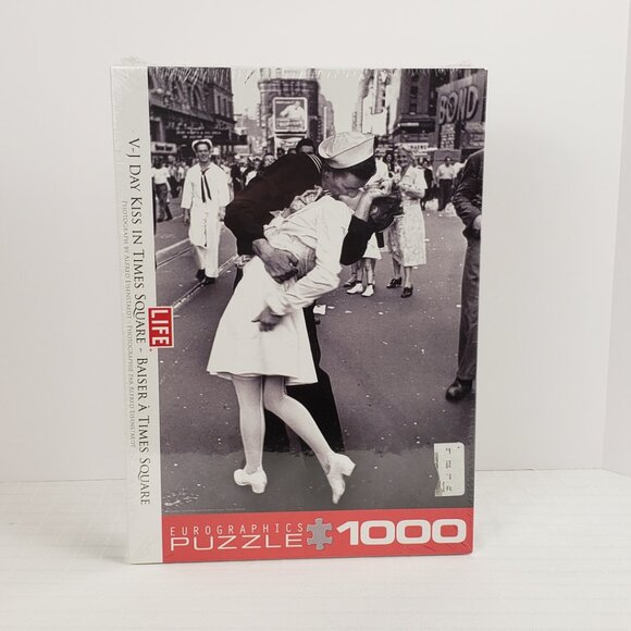 Jigsaw Puzzle NWT 1000pc VJ Day Kiss Eurographics Times Square 19x26 Black White - Picture 1 of 7